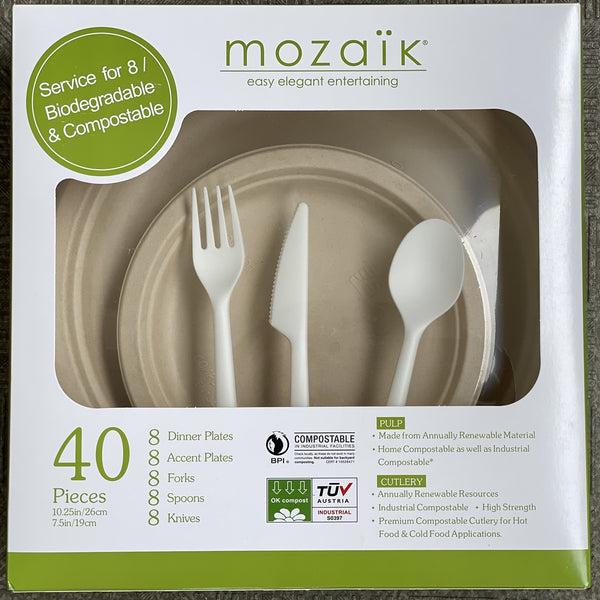 ウサギデザイン皿とフォークセット mozaikcompostablecutleryset120